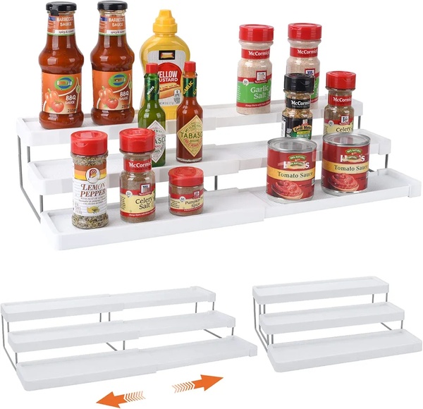 Expandable 3-Tier Cupboard Organiser – Perfect for Spices, Condiments & Everyday Essentials