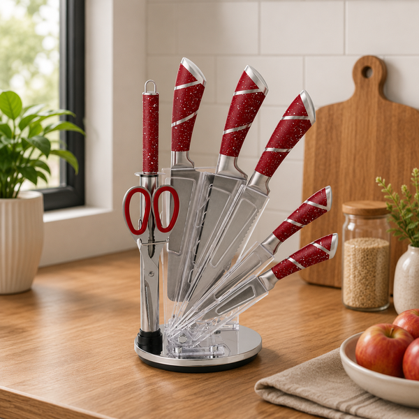 8 Piece Premium Knife Set with Display Stand – Cook Like a Chef