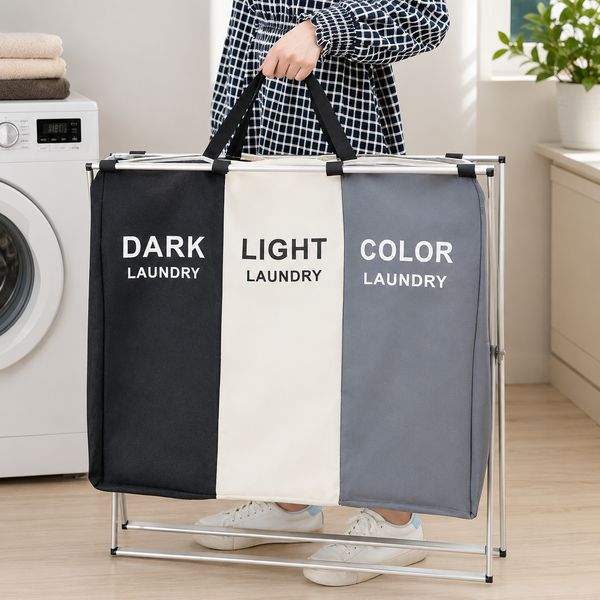 Foldable 3 Compartment Laundry Basket – Sort Laundry with Ease