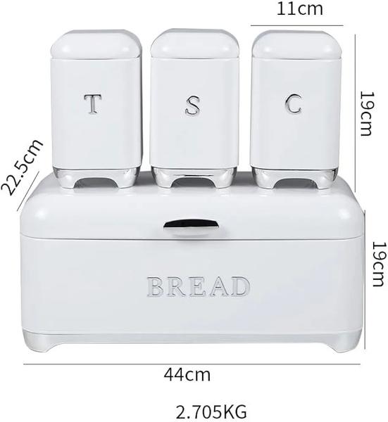 4 Piece Glossy Retro Bread Bin & Canister Set – Timeless Kitchen Elegance