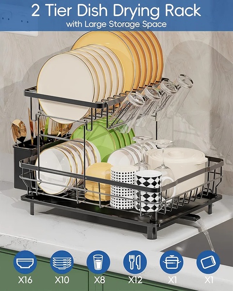 2 Tier Dish Drying Rack – Keep Your Kitchen Organised