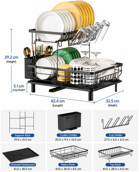 2 Tier Dish Drying Rack – Keep Your Kitchen Organised