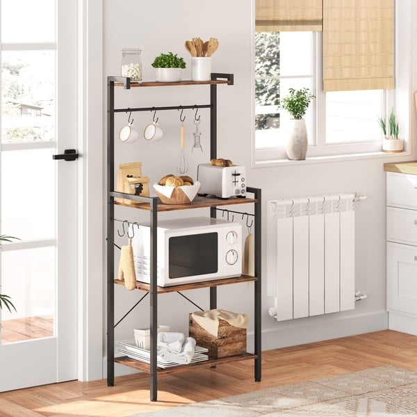4 Tier Kitchen Rack – Coffee Station & Microwave Storage Shelf