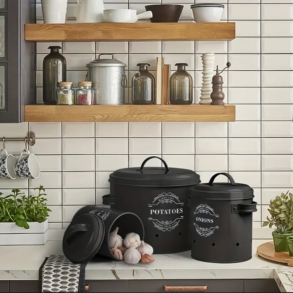 3 Piece Potato, Onion & Garlic Storage Canister Set – Freshness Meets Style