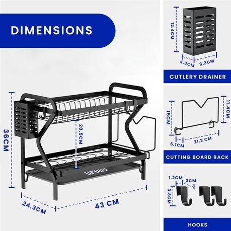 Double Layer Dish Drying Rack – Stylish & Space-Saving Kitchen Organisation