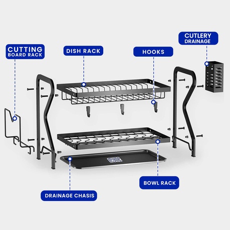 Double Layer Dish Drying Rack – Stylish & Space-Saving Kitchen Organisation