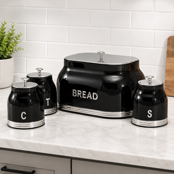 4 Piece Bread Bin & Canister Set – Modern Kitchen Storage