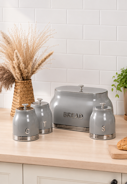 4 Piece Bread Bin & Canister Set – Modern Kitchen Storage