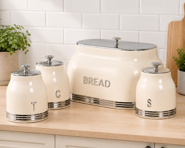 4 Piece Bread Bin & Canister Set – Modern Kitchen Storage