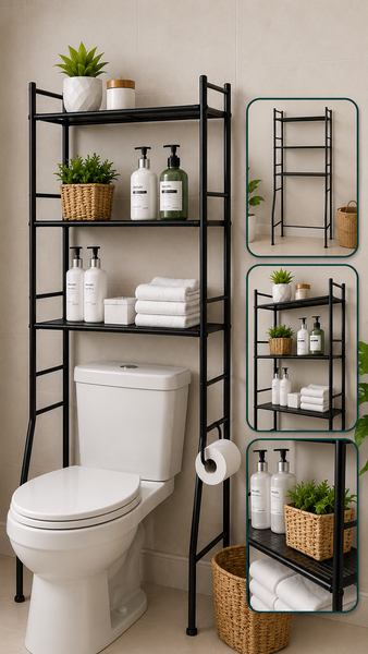 Over-the-Toilet Storage Rack – Black