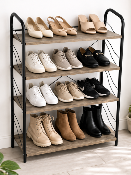 Industrial Metal & Wood Shelf Stand