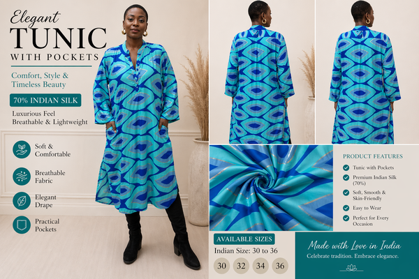 Boho Tunic Dress or Top blue