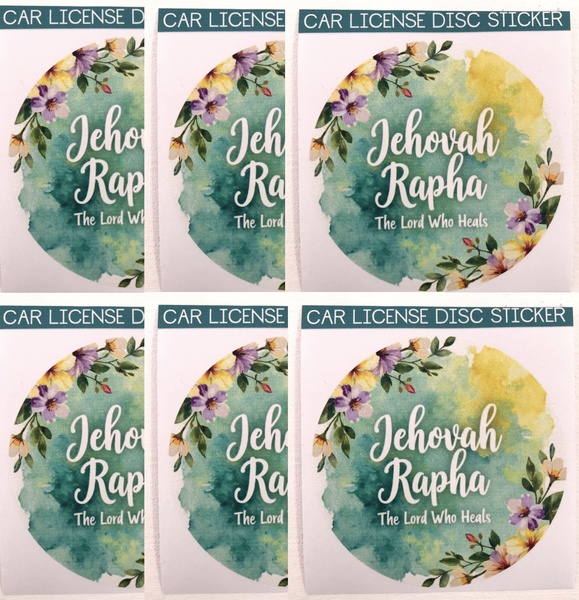 6 pack license disc stickers - Jehovah Rapha · Cutout Creations