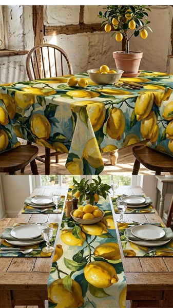 VINTAGE LEMONS WITH SHADES OF BLUE