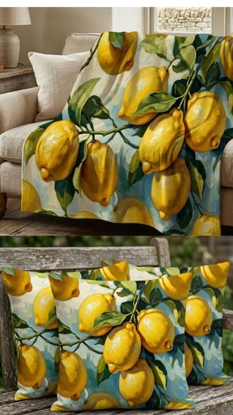 VINTAGE LEMONS WITH SHADES OF BLUE