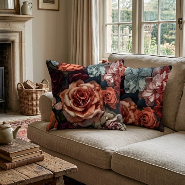 Floral 1  45 x45 premium linen weave