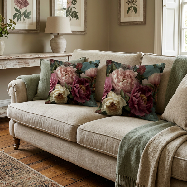 Floral 2  45 x45 premium linen weave