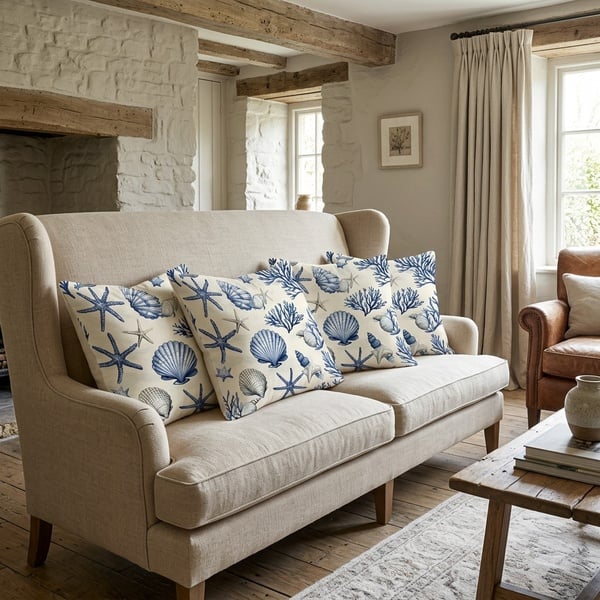 Sea  45 x45 premium linen weave
