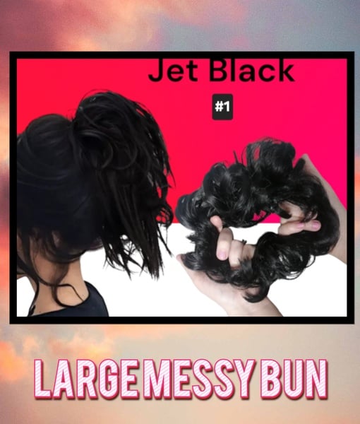 Jet Black Quality HeatStyle Fiber Hair Messy Bun