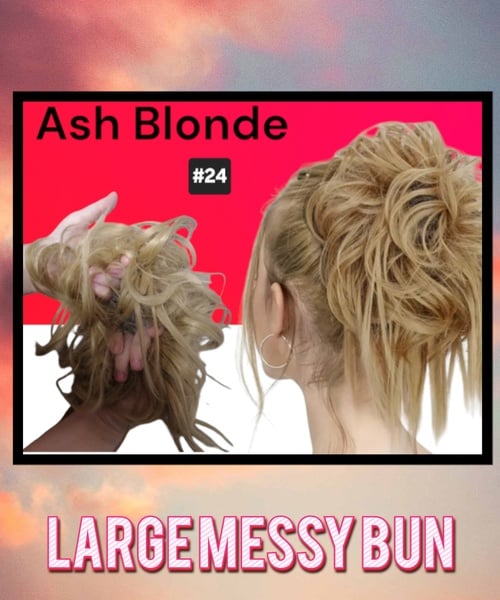 Ash Blonde Quality HeatStyle Fiber Hair Messy Bun