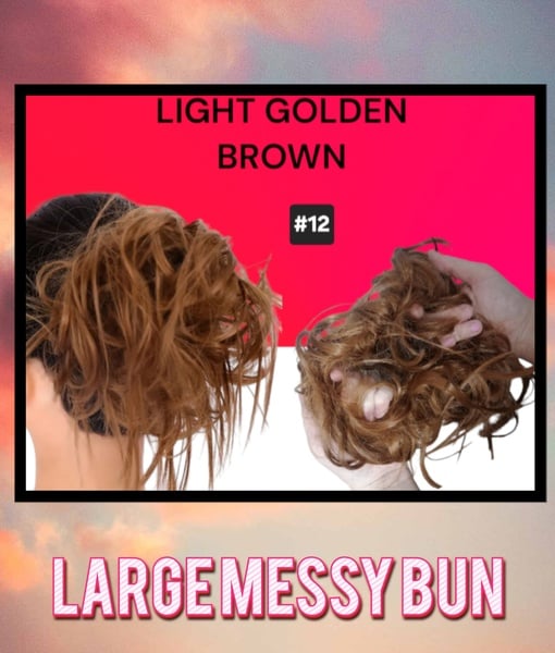 Light Chestnut Brown Quality HeatStyle Fiber Hair Messy Bun