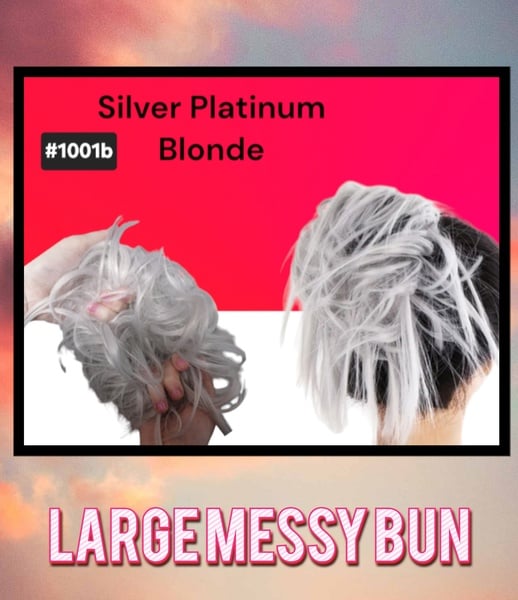Light Silver Blonde Quality HeatStyle Fiber Hair Messy Bun