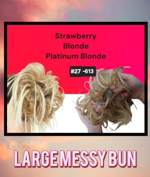 Strawberry Blonde & White  Blonde mix Quality HeatStyle Fiber Hair Messy Bun