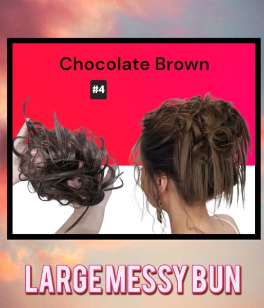 Chocolate Brown Quality HeatStyle Fiber Hair Messy Bun