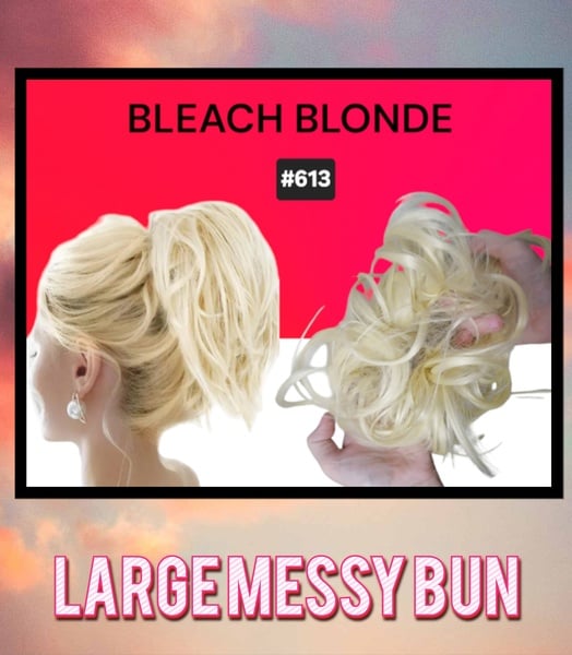 Bleach Blonde(Little yellow tone) Quality HeatStyle Fiber Hair Messy Bun
