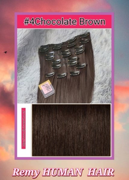 55cm (22inch) Length Human Hair Colour 10PC CLIP IN SETS BEST QUALITY(Double Drawn)