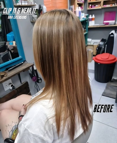Wearing Medium Brown Ash Golden Blonde mix HeatStyle Fiber hair 60cm