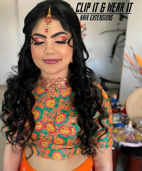 Amazing work from a Salon Wearing our High Quality Premium Fiber Hair Extensions for her wedding day
