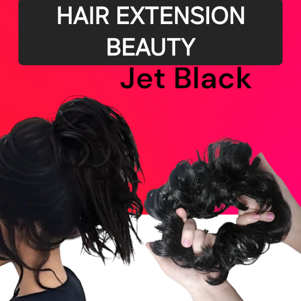 Jet Black Quality HeatStyle Fiber Hair Messy Bun