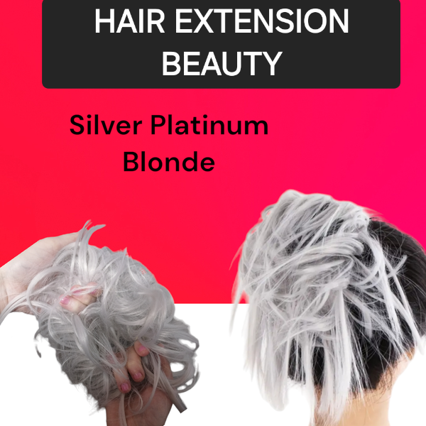 Light Silver Blonde Quality HeatStyle Fiber Hair Messy Bun