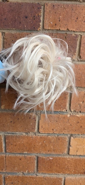 Platinum White Blonde Scrunchie Messy Bun (Click on image to view more INFO)