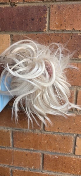 Platinum White Blonde Scrunchie Messy Bun (Click on image to view more INFO)