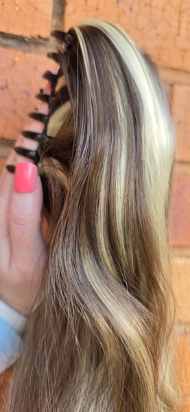 Brunette- Bleach Blonde Claw Clip Ponytail (Click on image to view more INFO)