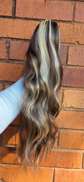 Brunette- Bleach Blonde Claw Clip Ponytail (Click on image to view more INFO)