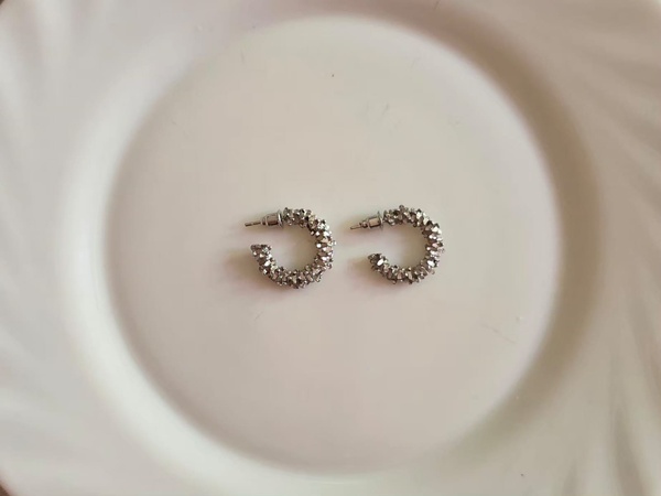 C  silver small Earrings