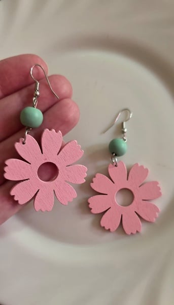 Beautiful Flower Wood Earrings