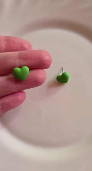 Small Green Heart  Stud Earrings