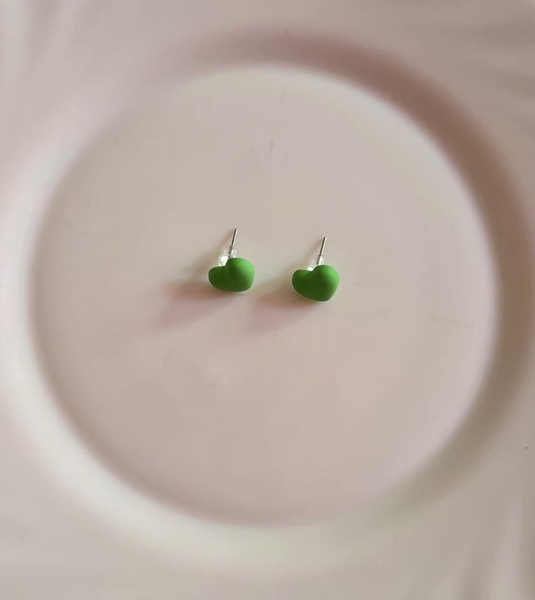 Small Green Heart  Stud Earrings