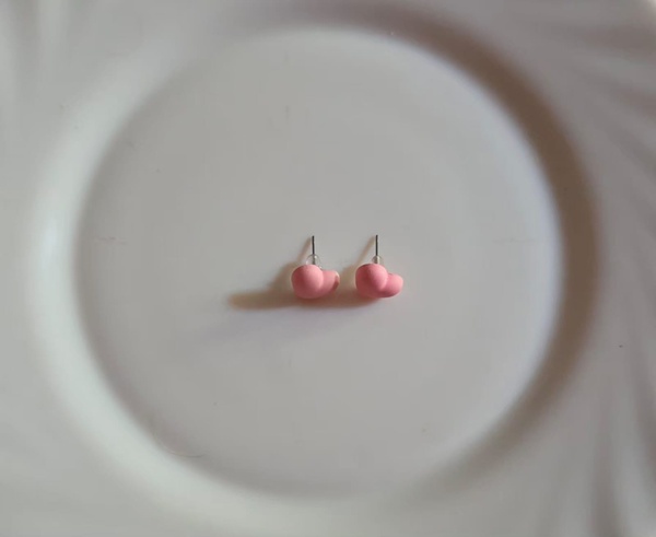 Small Light Pink Heart Stud Earrings