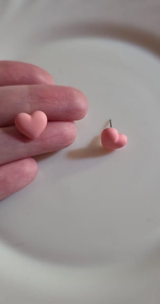 Small Light Pink Heart Stud Earrings