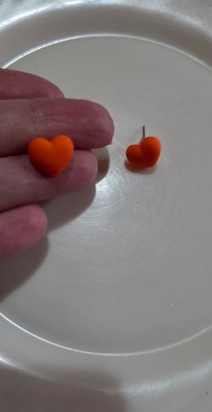 Small  orange Heart Stud Earrings