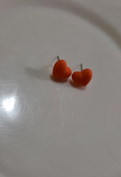 Small  orange Heart Stud Earrings