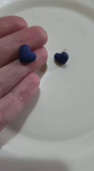 Small  Dark Blue Heart Stud Earrings