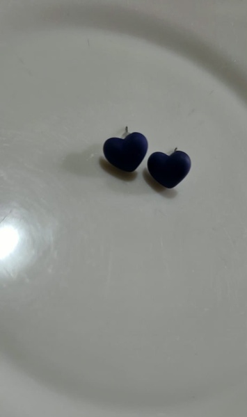 Small  Dark Blue Heart Stud Earrings