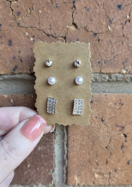 3x Small Stud Earrings