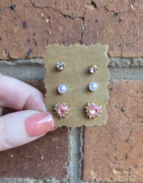 3x Small Stud Earrings